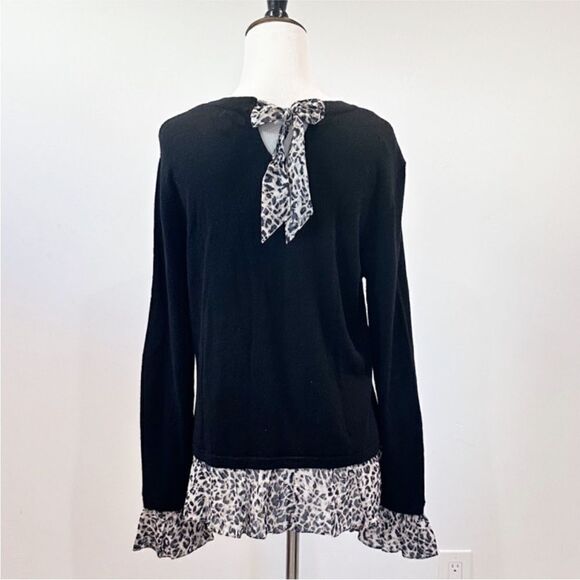 Kachel X Anthropologie | Cashmere Blend Leopard
Ruffle Hem Sweater Black 14 - Picture 6 of 13